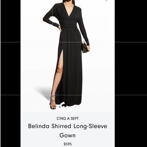Cinq A Sept Belinda Shirred Long-Sleeve Gown